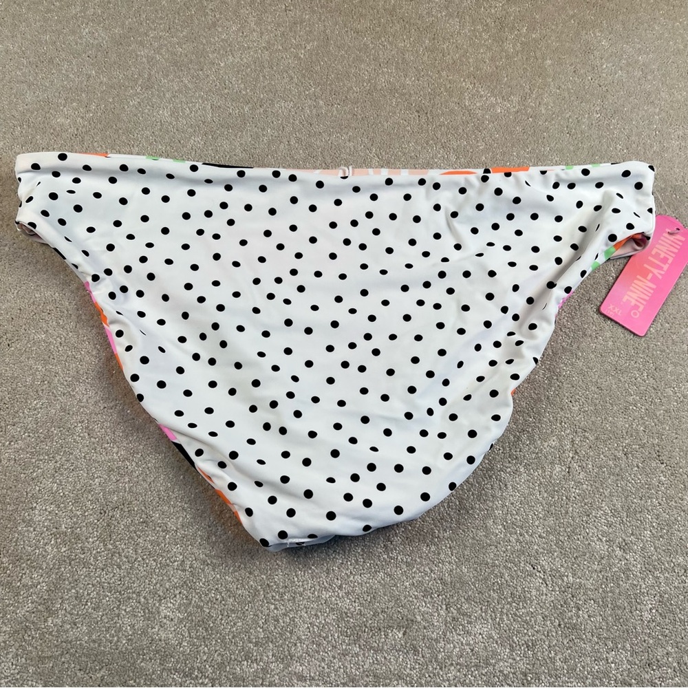 Bikini Bottoms Reversible Hipster Floral Polka Dot NWT Black White Tropical XXL - Picture 4 of 9